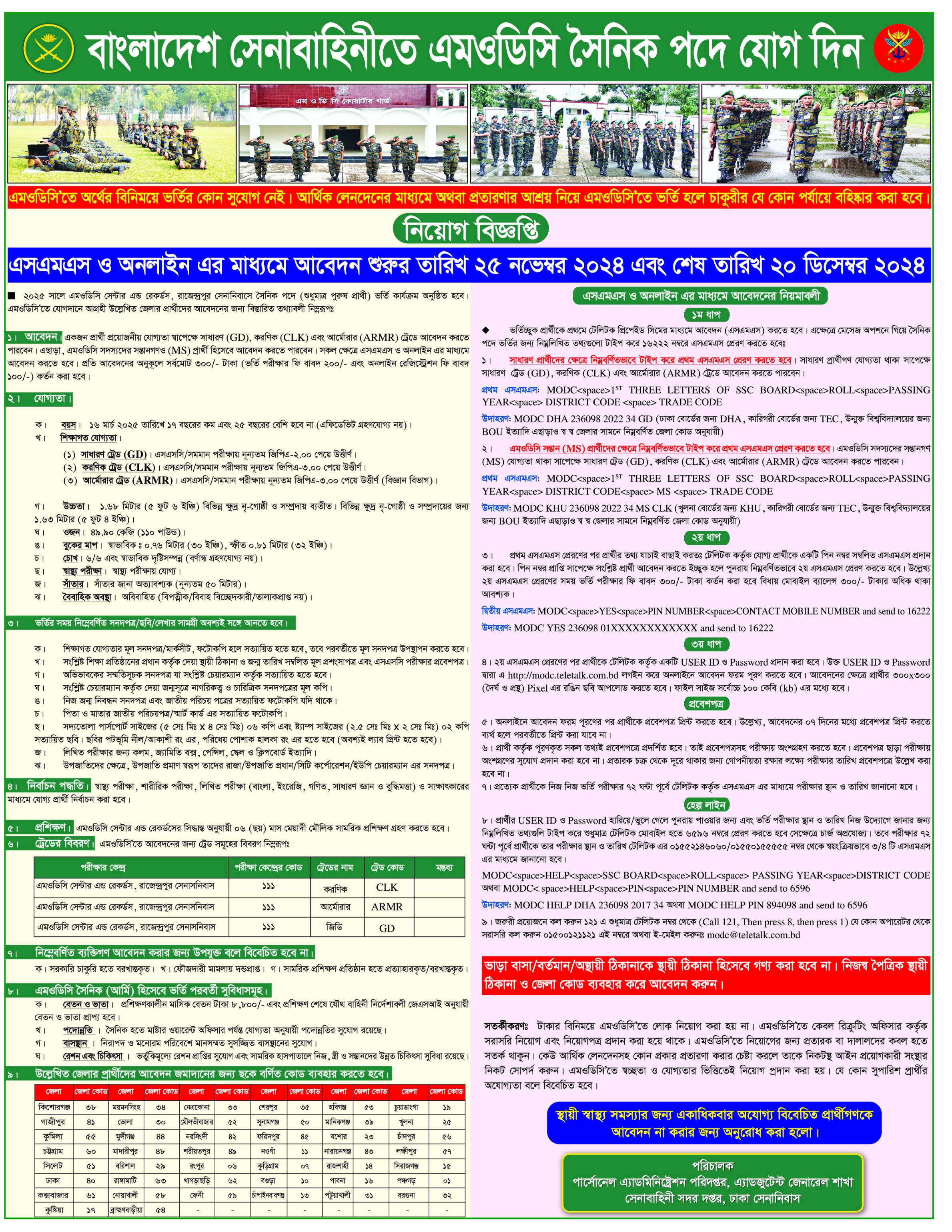 BD Army MODC Sainik Job Circular 2024 | সেনাবাহিনীতে নিয়োগ বিজ্ঞপ্তি